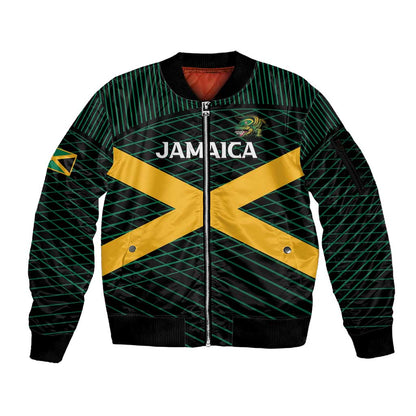 Jamaica Rugby Custom Sleeve Zip Bomber Jacket Go Champions