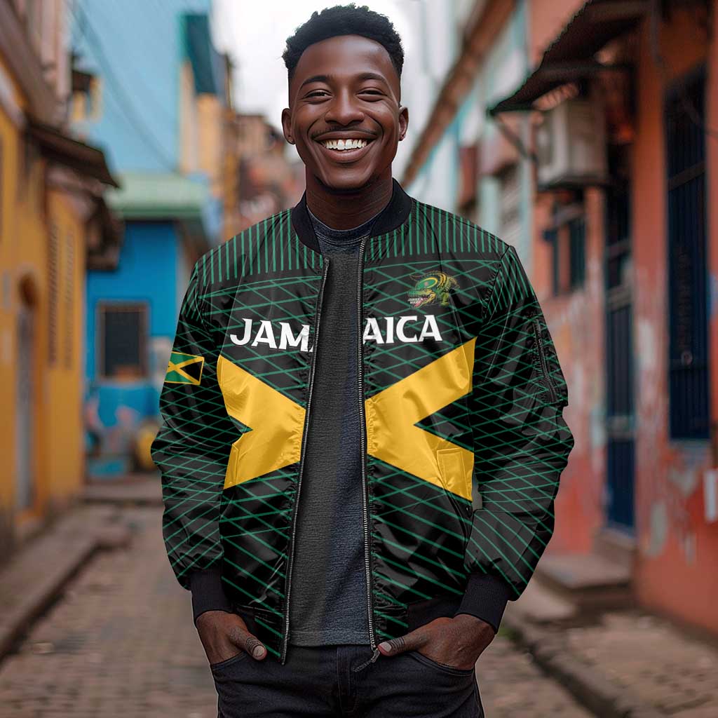 Jamaica Rugby Custom Sleeve Zip Bomber Jacket Go Champions