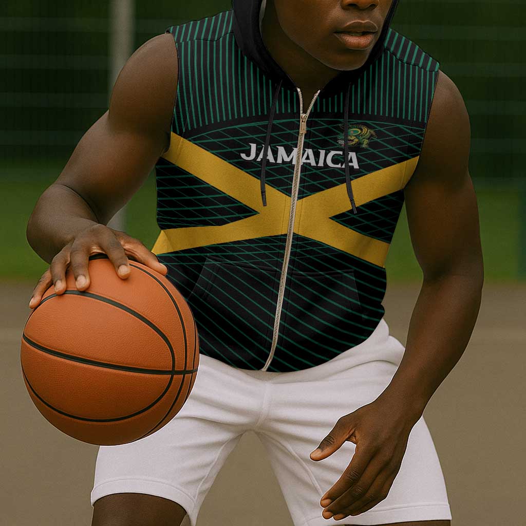 Jamaica Rugby Custom Sleeveless Zip Hoodie Go Champions - African Pride