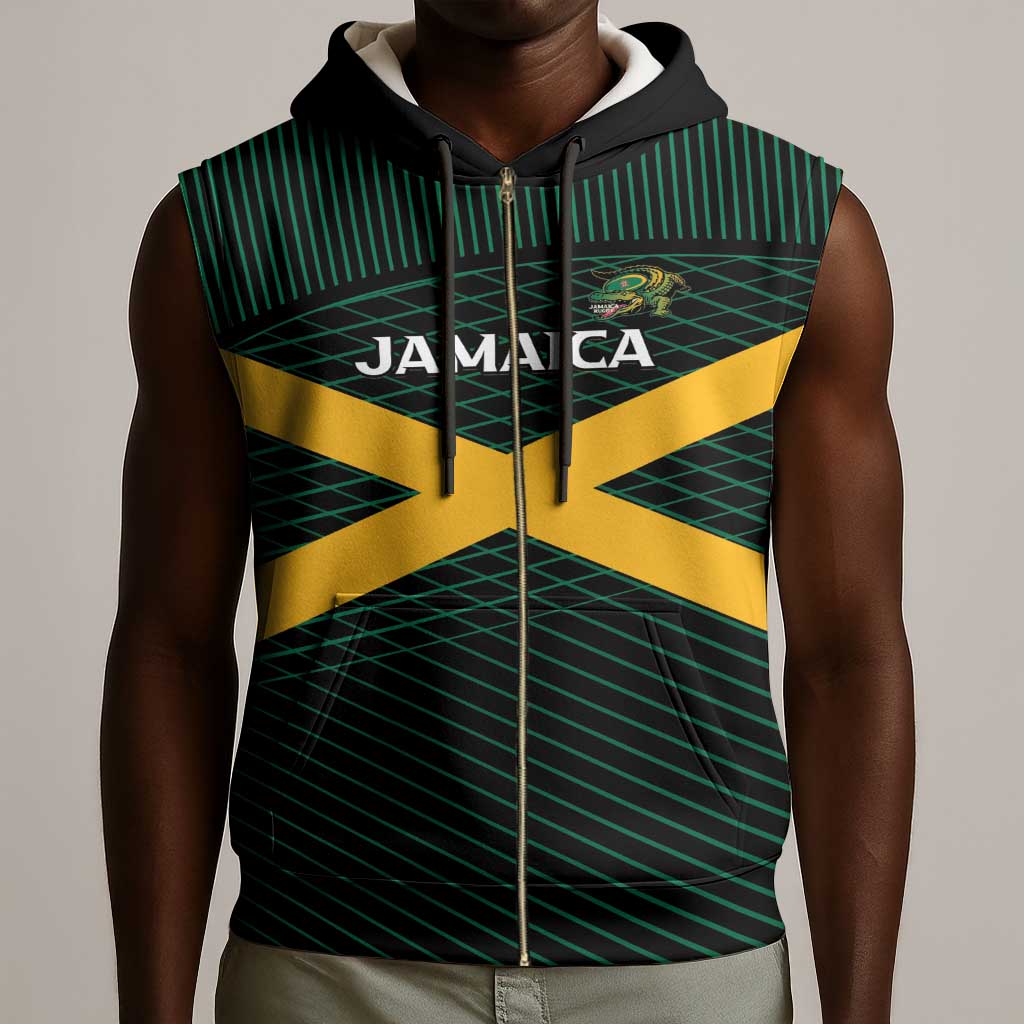 Jamaica Rugby Custom Sleeveless Zip Hoodie Go Champions - African Pride