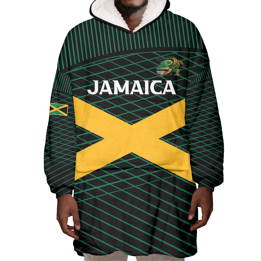 Jamaica Rugby Custom Wearable Blanket Hoodie Go Champions