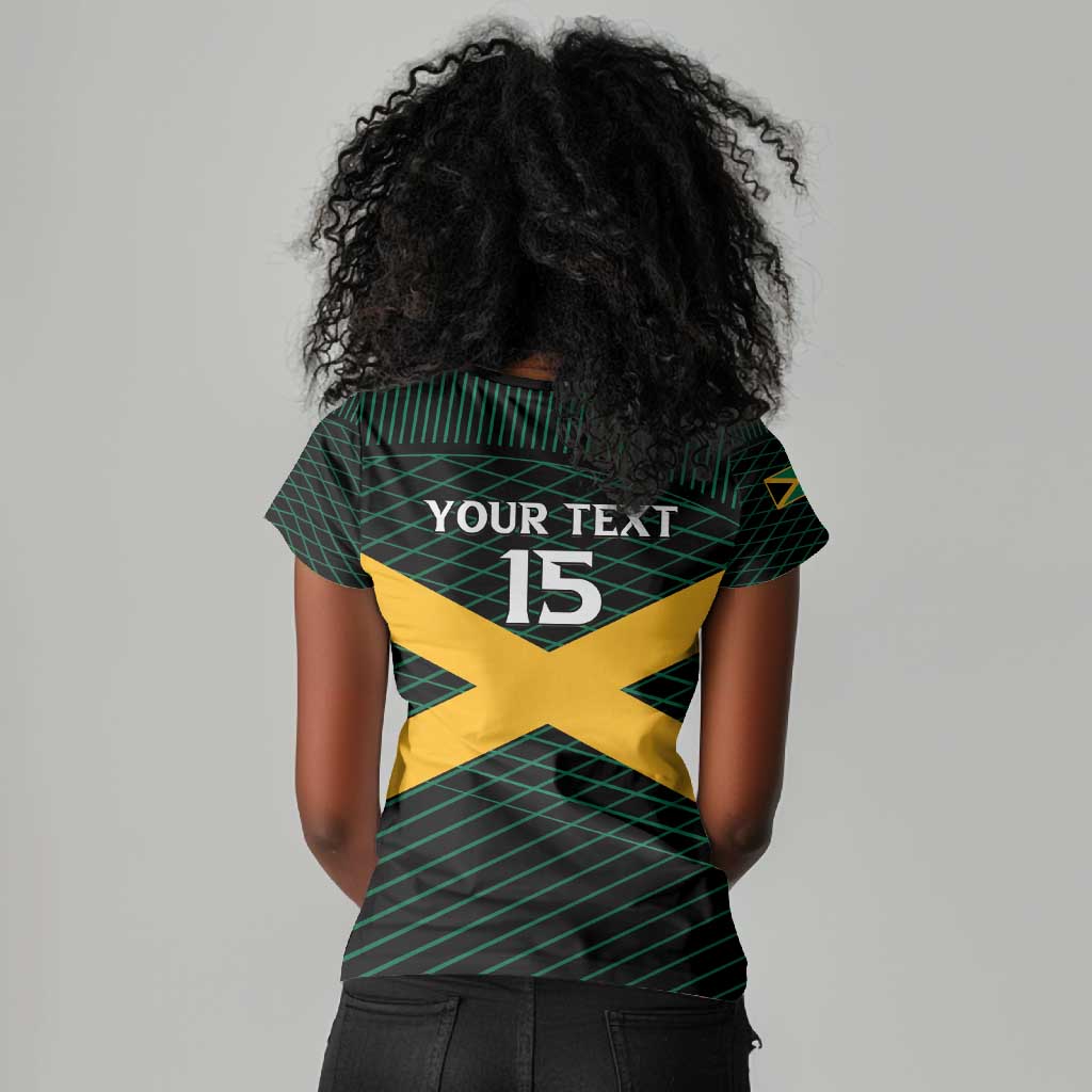 Jamaica Rugby Custom Women V-Neck T-Shirt Go Champions