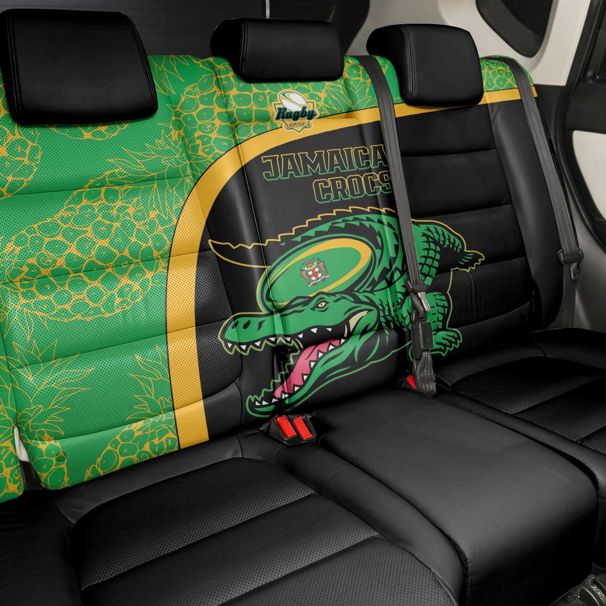 Jamaica Rugby Back Car Seat Cover Go Champions - Pineapple Pattern