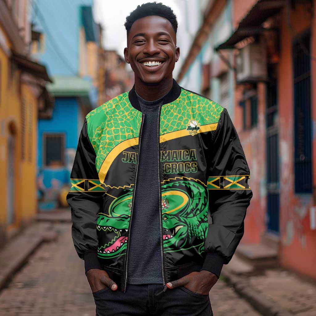 Jamaica Rugby Custom Bomber Jacket Go Champions - Pineapple Pattern