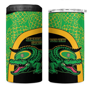 Jamaica Rugby Custom 4 in 1 Can Cooler Tumbler Go Champions - Pineapple Pattern
