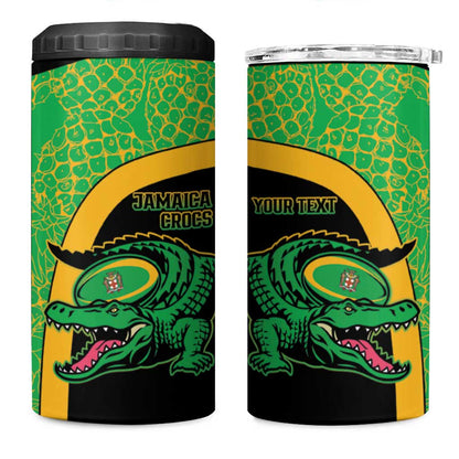 Jamaica Rugby Custom 4 in 1 Can Cooler Tumbler Go Champions - Pineapple Pattern