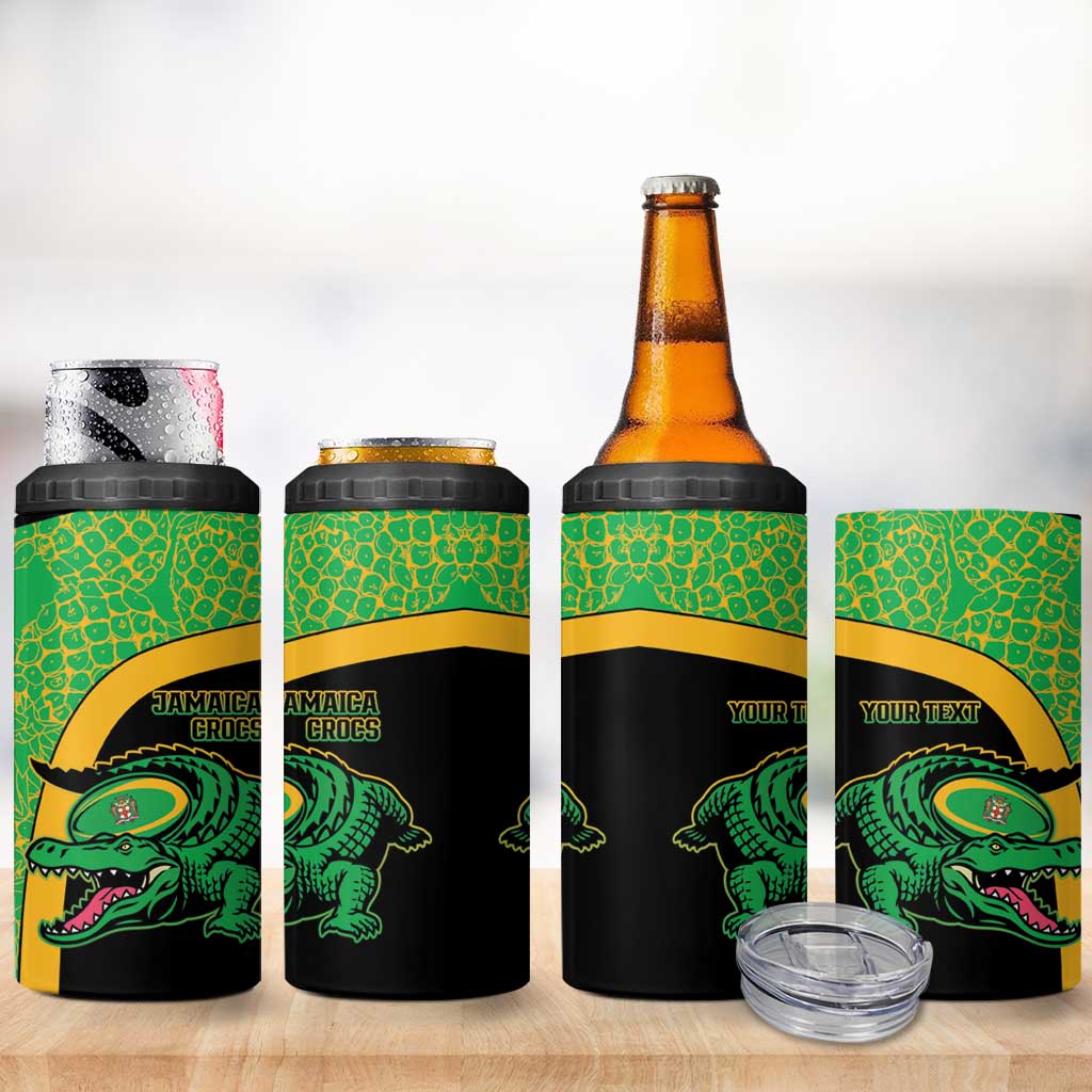 Jamaica Rugby Custom 4 in 1 Can Cooler Tumbler Go Champions - Pineapple Pattern