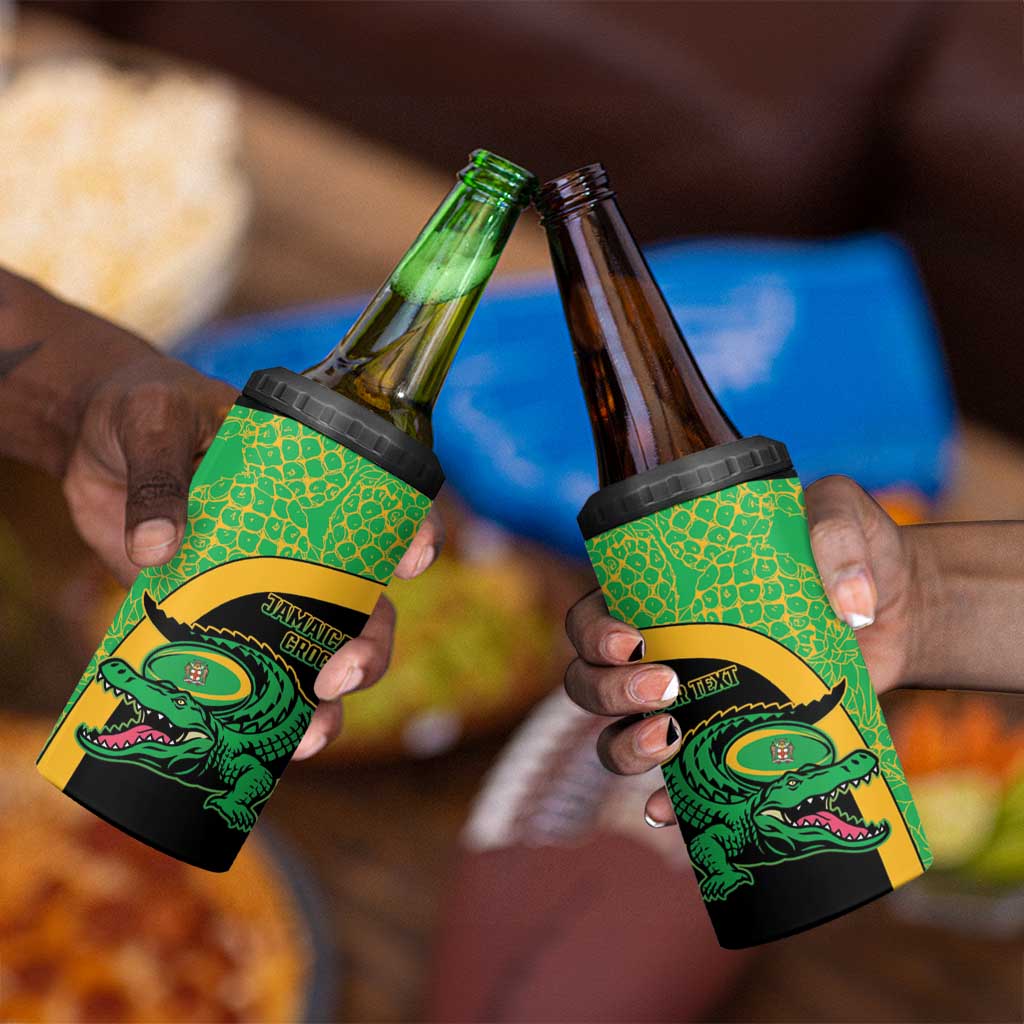 Jamaica Rugby Custom 4 in 1 Can Cooler Tumbler Go Champions - Pineapple Pattern