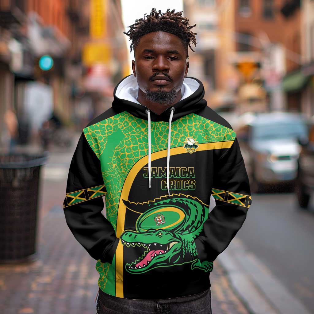 Jamaica Rugby Custom Hoodie Go Champions - Pineapple Pattern