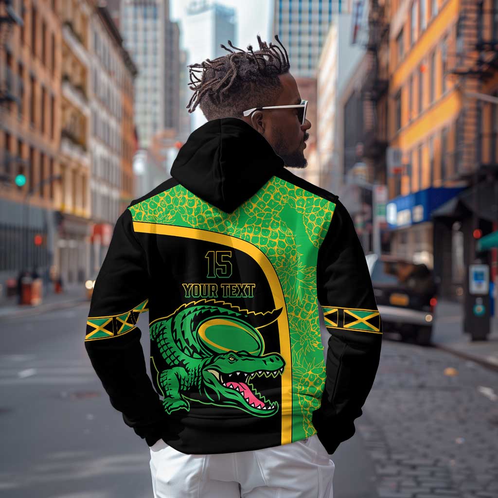 Jamaica Rugby Custom Hoodie Go Champions - Pineapple Pattern
