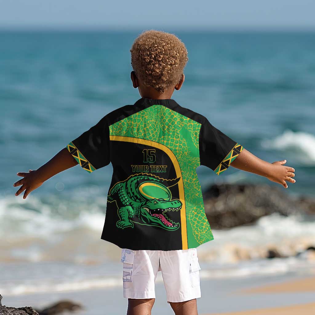 Jamaica Rugby Custom Kid Hawaiian Shirt Go Champions - Pineapple Pattern