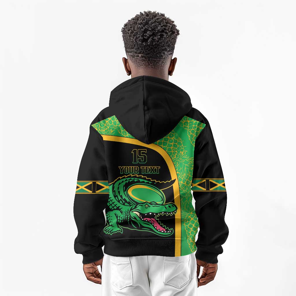 Jamaica Rugby Custom Kid Hoodie Go Champions - Pineapple Pattern