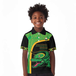 Jamaica Rugby Custom Kid Polo Shirt Go Champions - Pineapple Pattern