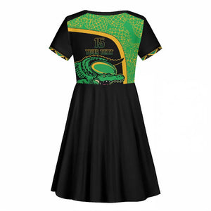 Jamaica Rugby Custom Kid Short Sleeve Dress Go Champions - Pineapple Pattern