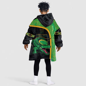 Jamaica Rugby Custom Kid Wearable Blanket Hoodie Go Champions - Pineapple Pattern