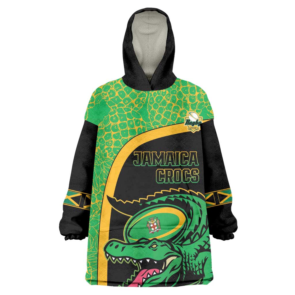 Jamaica Rugby Custom Kid Wearable Blanket Hoodie Go Champions - Pineapple Pattern