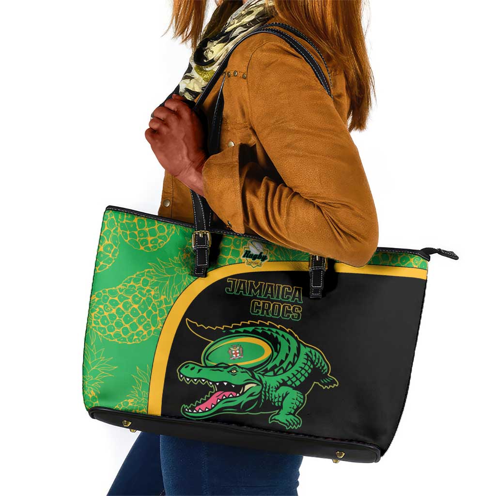 Jamaica Rugby Leather Tote Bag Go Champions - Pineapple Pattern