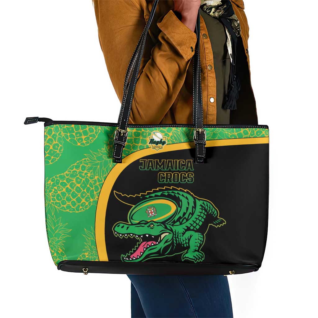 Jamaica Rugby Leather Tote Bag Go Champions - Pineapple Pattern