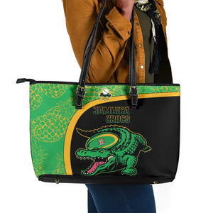 Jamaica Rugby Leather Tote Bag Go Champions - Pineapple Pattern