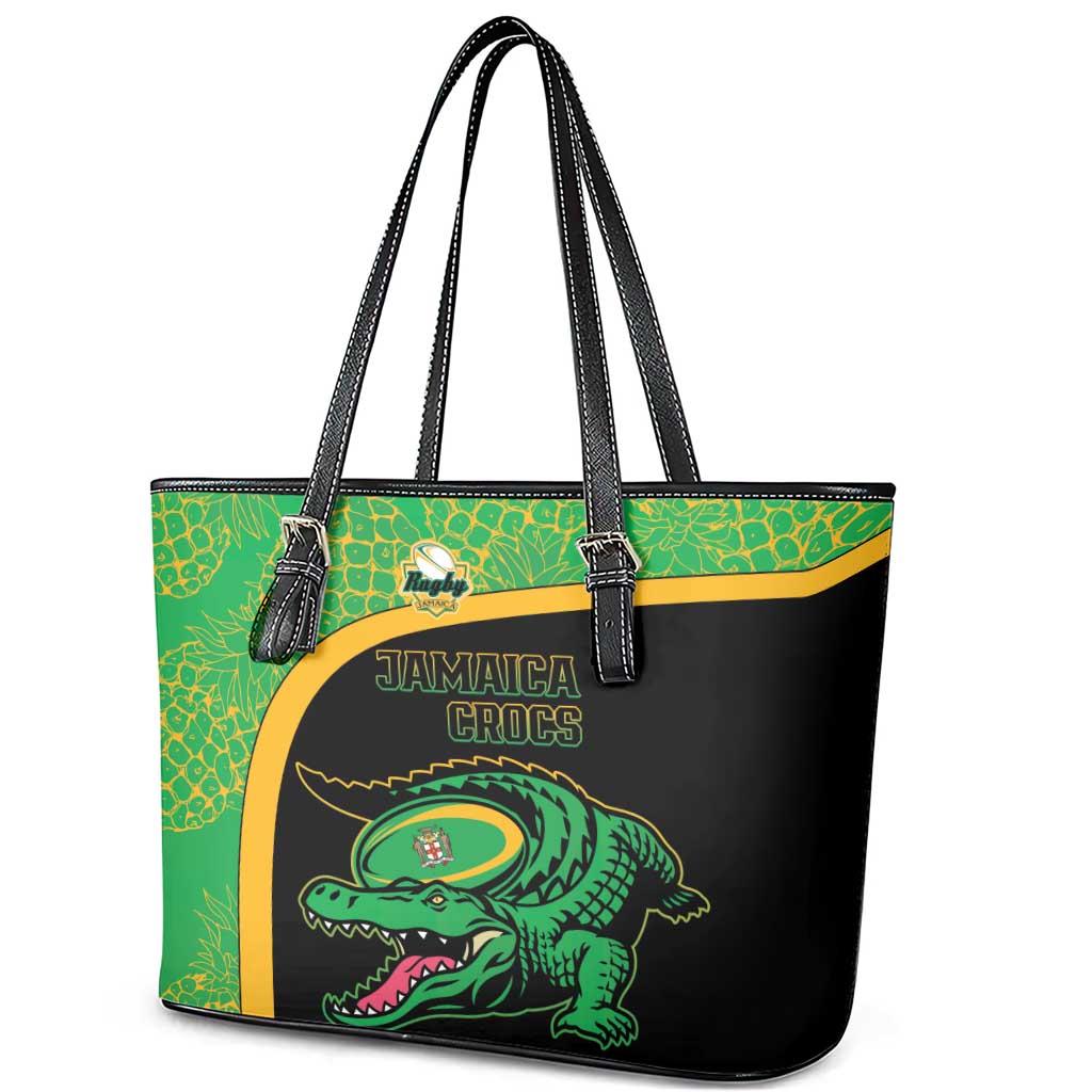 Jamaica Rugby Leather Tote Bag Go Champions - Pineapple Pattern