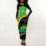 Jamaica Rugby Custom Long Sleeve Bodycon Dress Go Champions - Pineapple Pattern