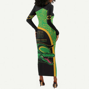 Jamaica Rugby Custom Long Sleeve Bodycon Dress Go Champions - Pineapple Pattern