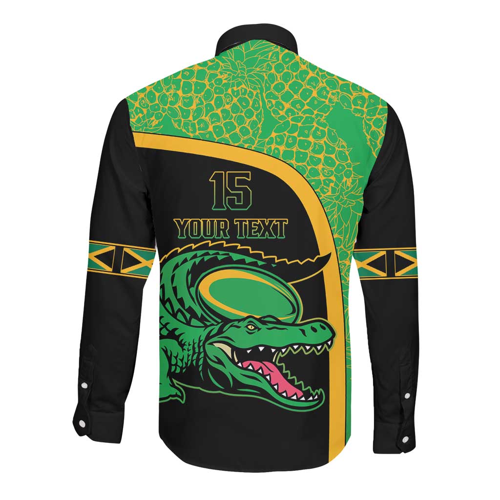 Jamaica Rugby Custom Long Sleeve Button Shirt Go Champions - Pineapple Pattern