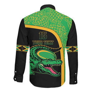 Jamaica Rugby Custom Long Sleeve Button Shirt Go Champions - Pineapple Pattern