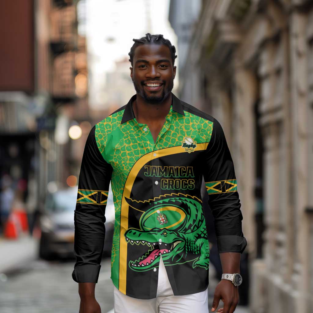 Jamaica Rugby Custom Long Sleeve Button Shirt Go Champions - Pineapple Pattern