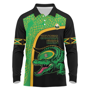 Jamaica Rugby Custom Long Sleeve Polo Shirt Go Champions - Pineapple Pattern