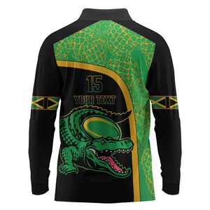 Jamaica Rugby Custom Long Sleeve Polo Shirt Go Champions - Pineapple Pattern