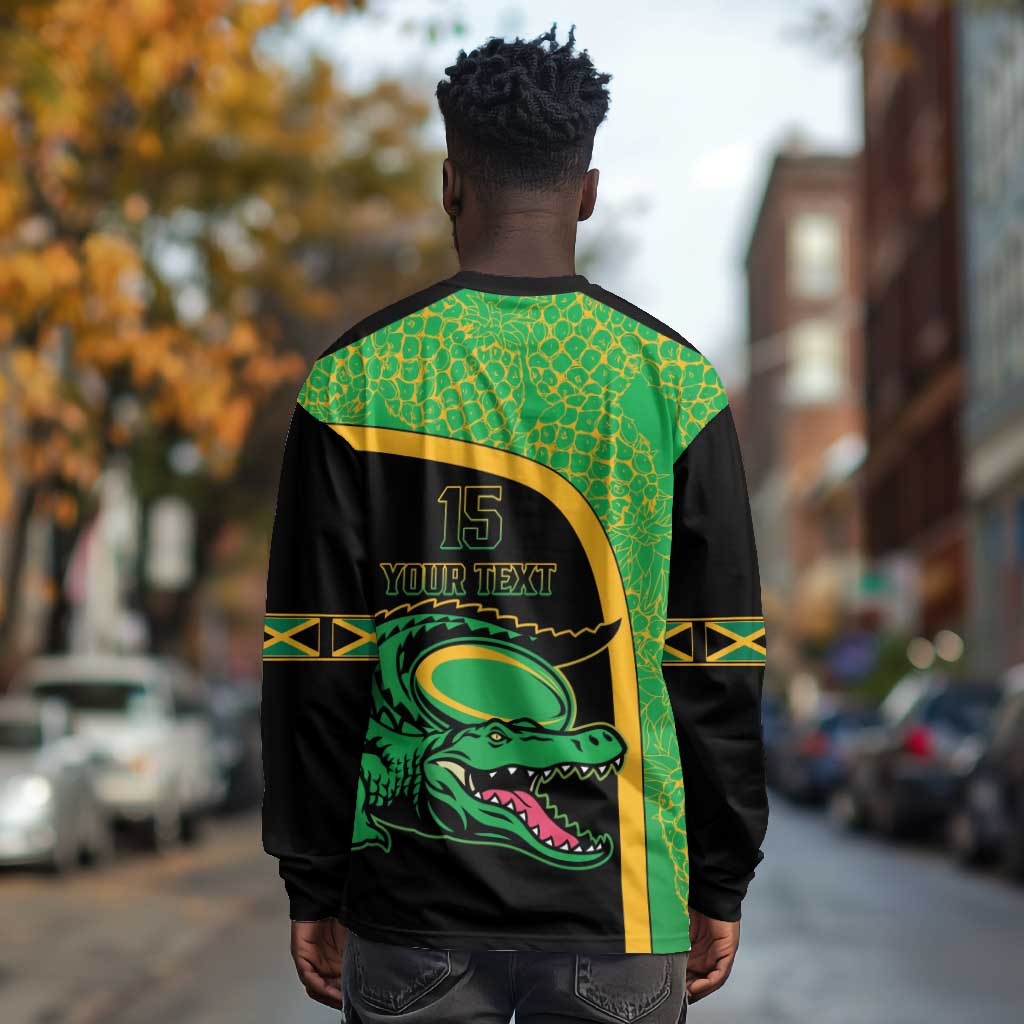 Jamaica Rugby Custom Long Sleeve Shirt Go Champions - Pineapple Pattern