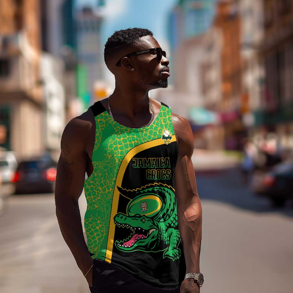 Jamaica Rugby Custom Men Tank Top Go Champions - Pineapple Pattern