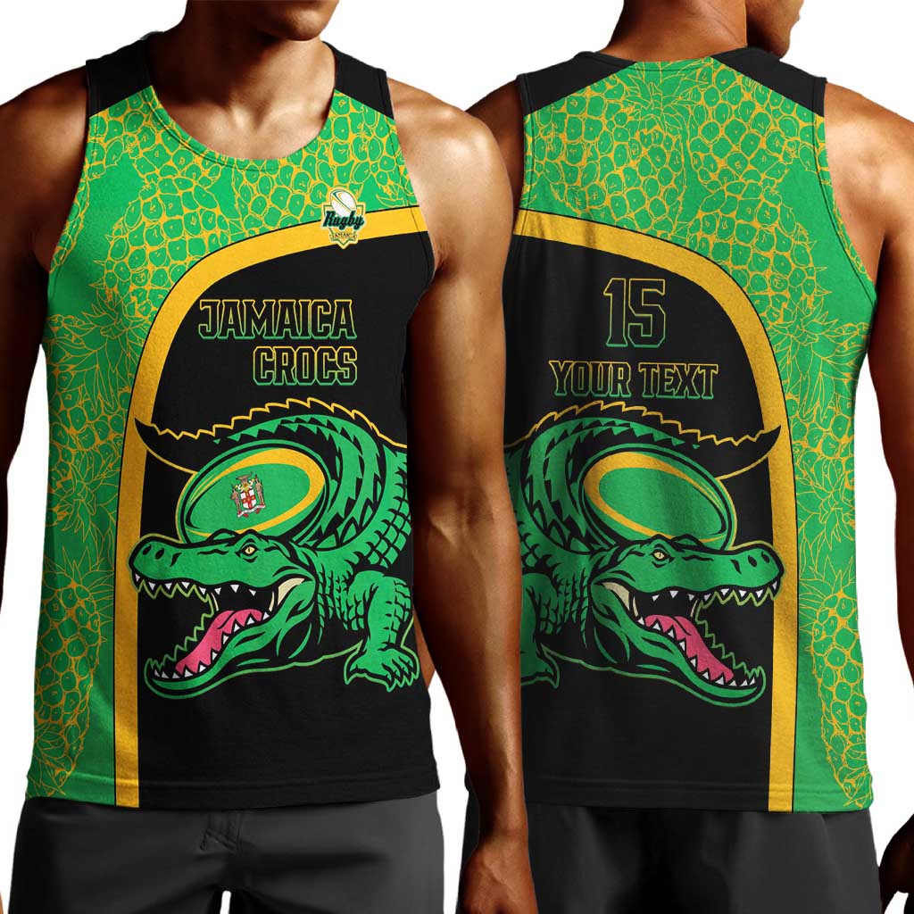 Jamaica Rugby Custom Men Tank Top Go Champions - Pineapple Pattern