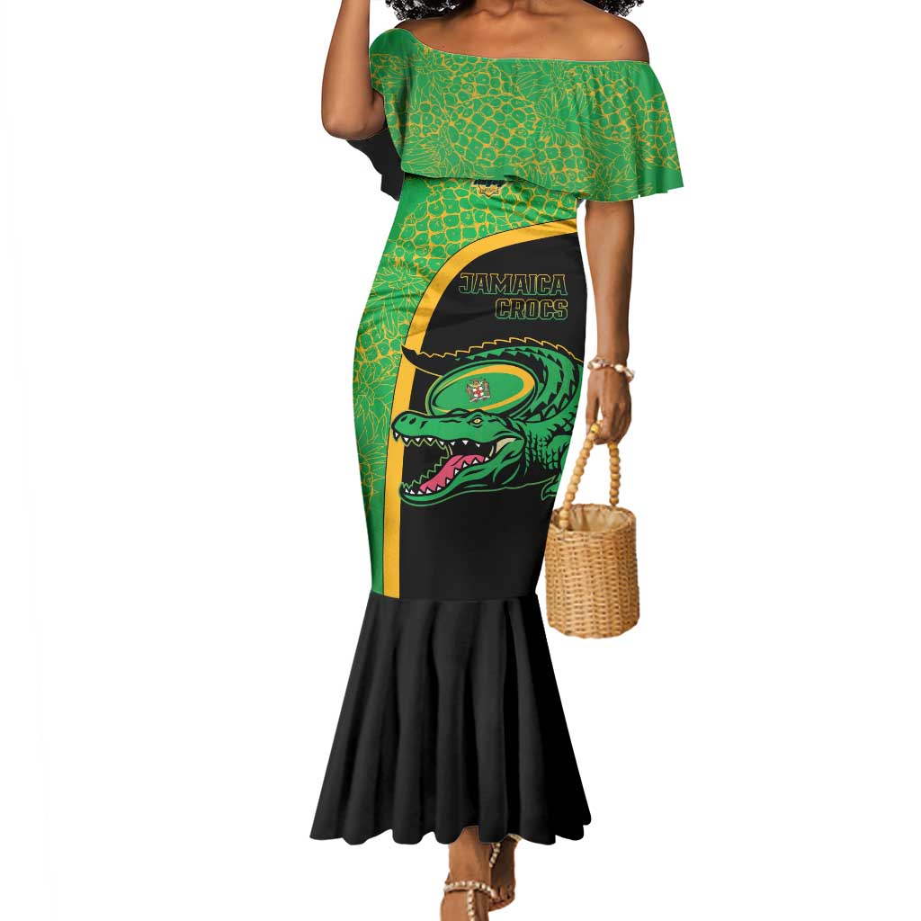 Jamaica Rugby Custom Mermaid Dress Go Champions - Pineapple Pattern
