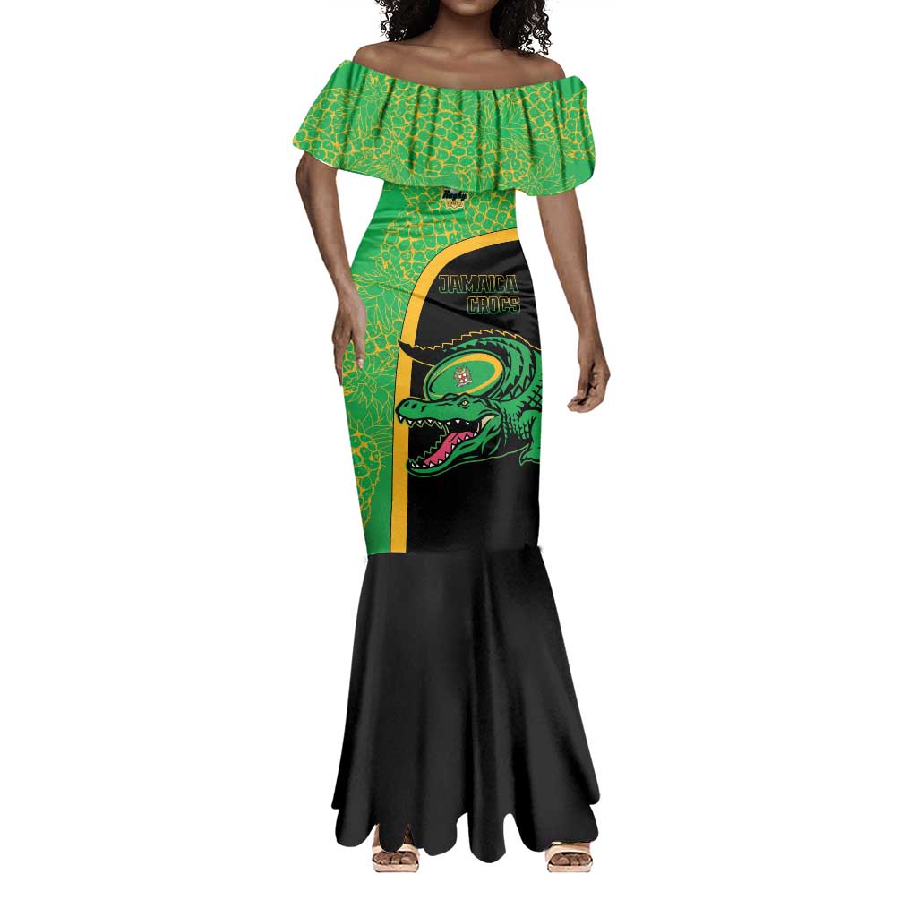 Jamaica Rugby Custom Mermaid Dress Go Champions - Pineapple Pattern