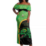 Jamaica Rugby Custom Off Shoulder Maxi Dress Go Champions - Pineapple Pattern