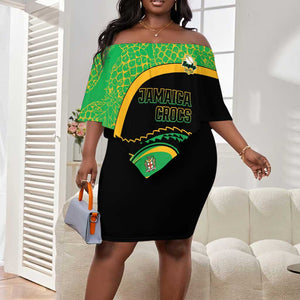 Jamaica Rugby Custom Off Shoulder Short Dress Go Champions - Pineapple Pattern