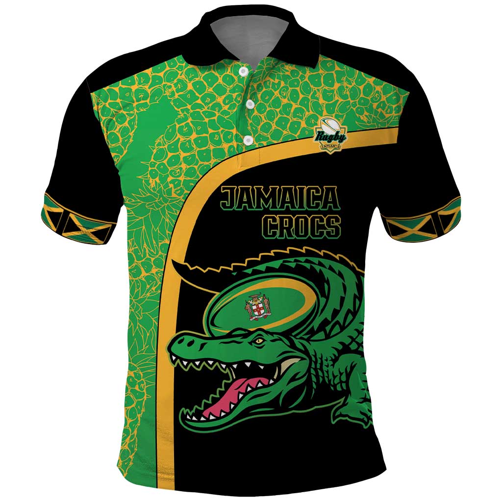 Jamaica Rugby Custom Polo Shirt Go Champions - Pineapple Pattern
