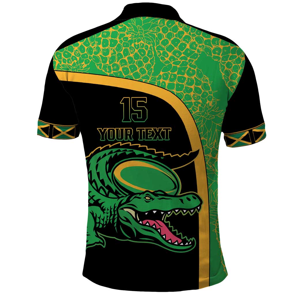Jamaica Rugby Custom Polo Shirt Go Champions - Pineapple Pattern