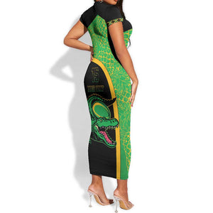 Jamaica Rugby Custom Short Sleeve Bodycon Dress Go Champions - Pineapple Pattern