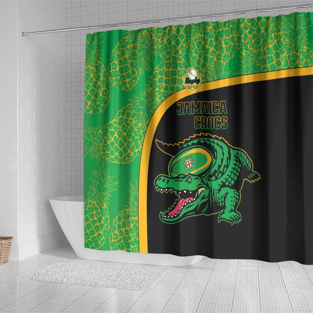Jamaica Rugby Shower Curtain Go Champions - Pineapple Pattern