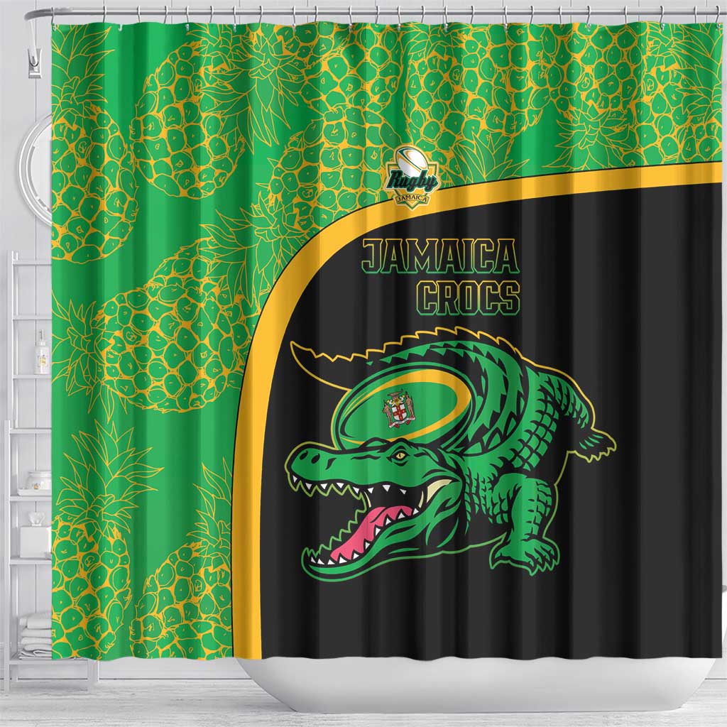 Jamaica Rugby Shower Curtain Go Champions - Pineapple Pattern