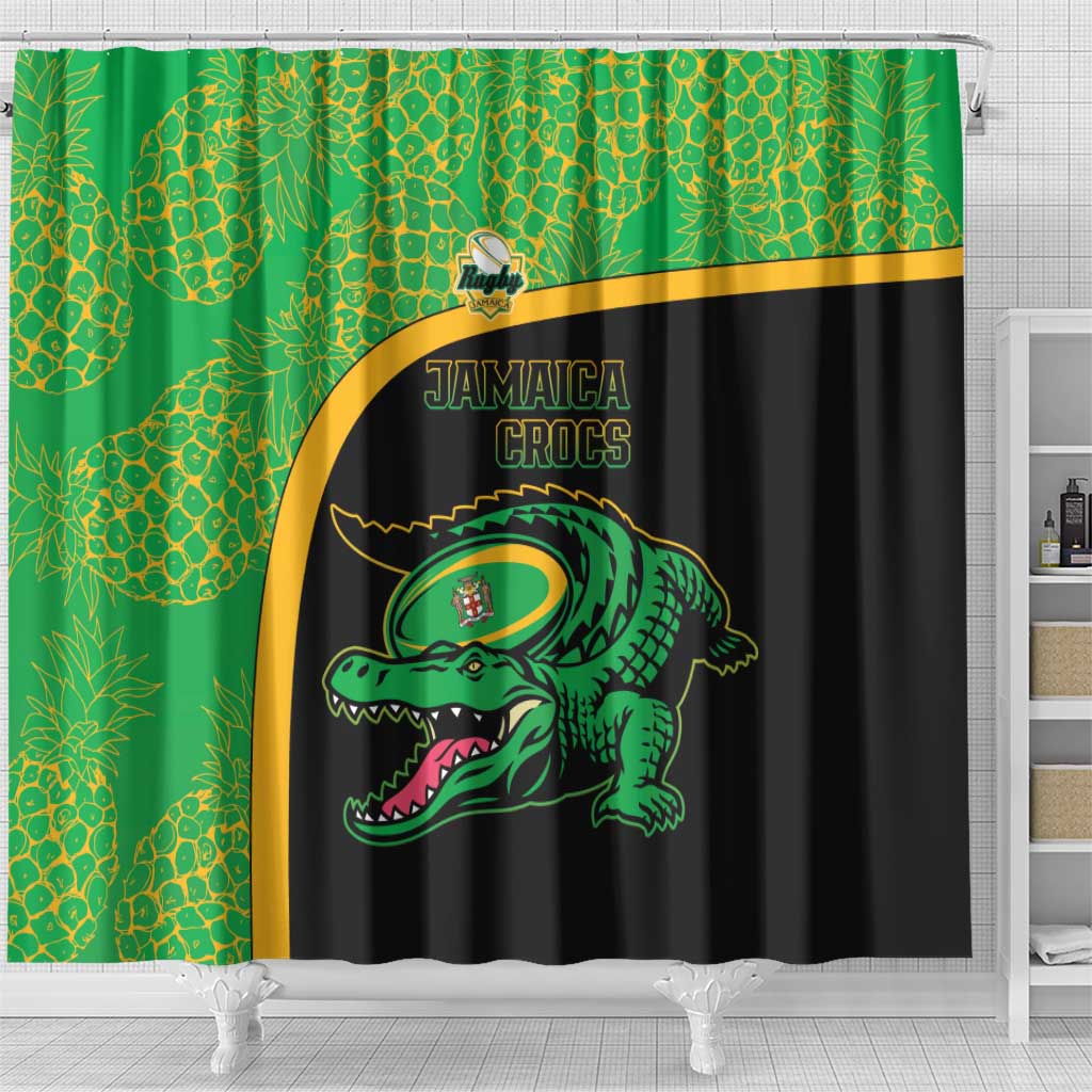Jamaica Rugby Shower Curtain Go Champions - Pineapple Pattern