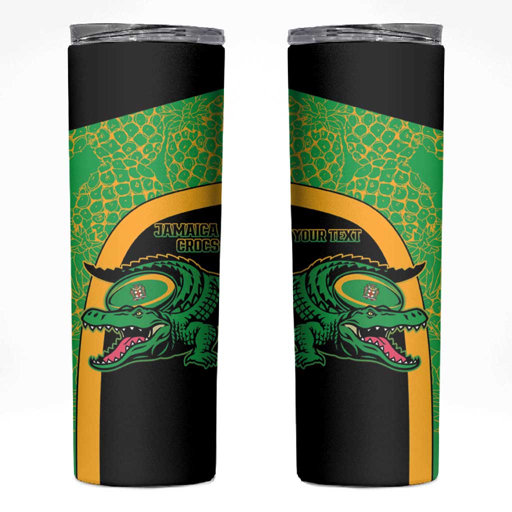 Jamaica Rugby Custom Skinny Tumbler Go Champions - Pineapple Pattern
