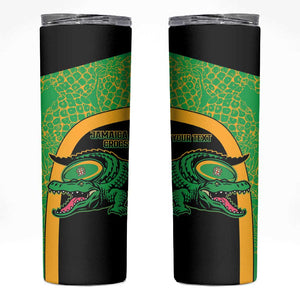 Jamaica Rugby Custom Skinny Tumbler Go Champions - Pineapple Pattern