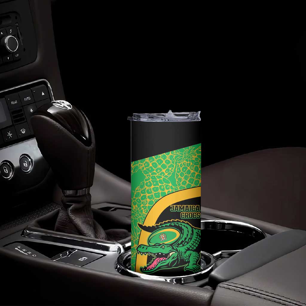 Jamaica Rugby Custom Skinny Tumbler Go Champions - Pineapple Pattern