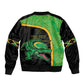 Jamaica Rugby Custom Sleeve Zip Bomber Jacket Go Champions - Pineapple Pattern