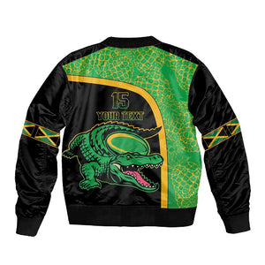 Jamaica Rugby Custom Sleeve Zip Bomber Jacket Go Champions - Pineapple Pattern