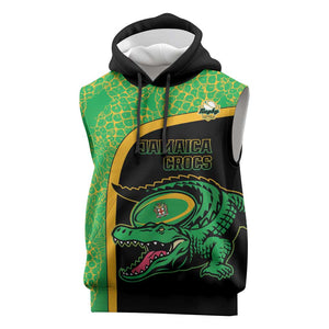 Jamaica Rugby Custom Sleeveless Hoodie Go Champions - Pineapple Pattern - African Pride